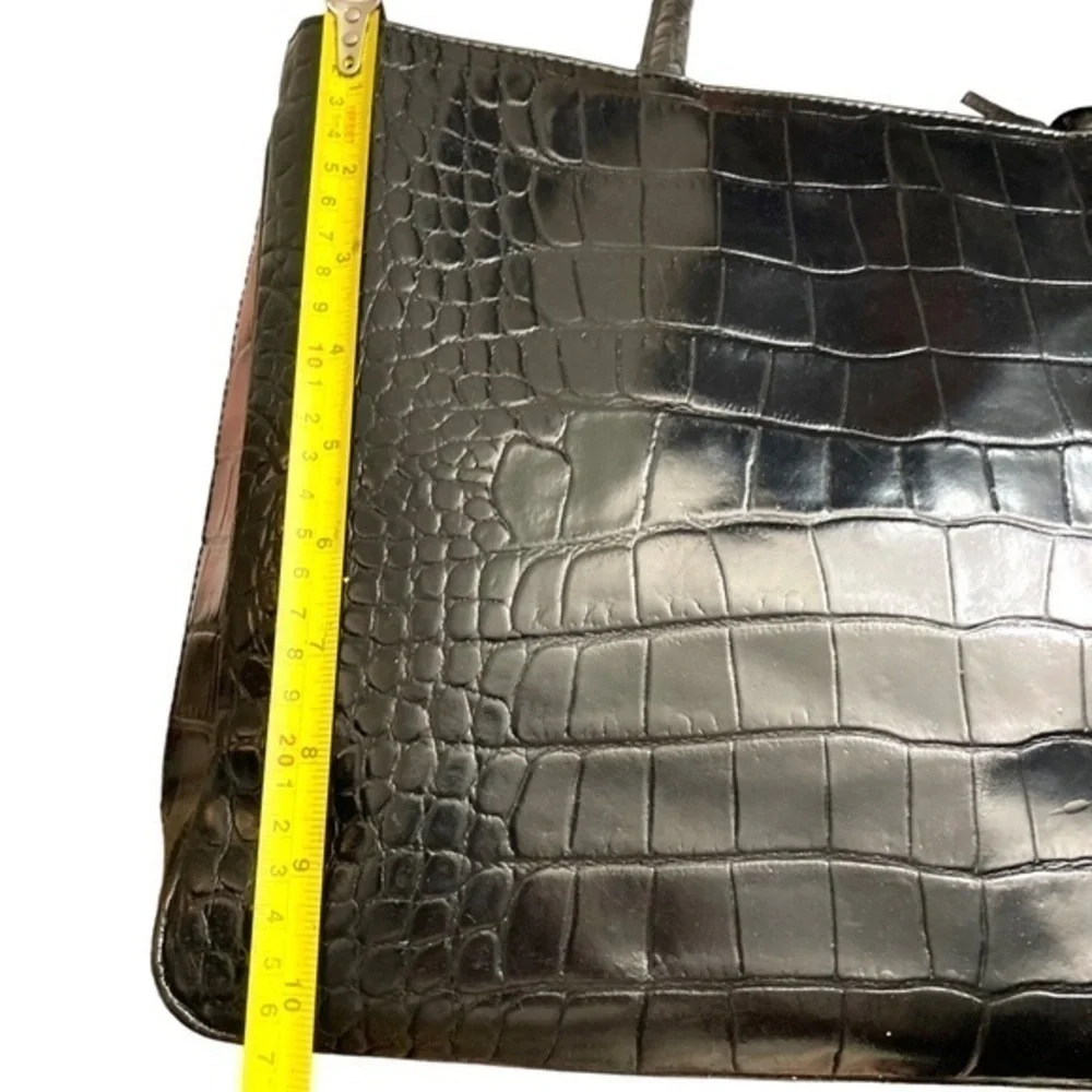 Furla black embossed leather multi compartment tote bag